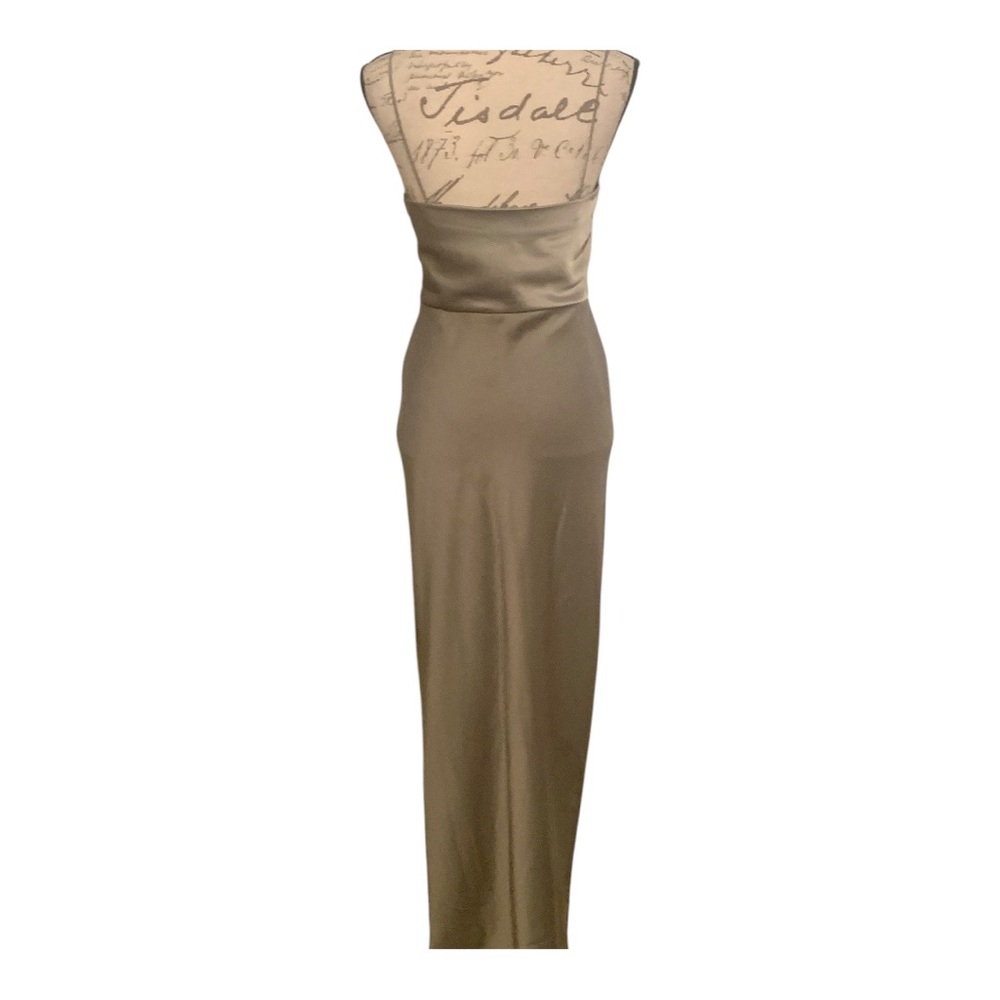BHLDN Freya Satin Charmeuse Dress, Moss Green - Picture 3 of 7